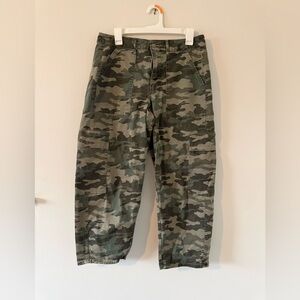 Universal Thread Camo Barrel Cargo Pants in Olive Green and Dark Green